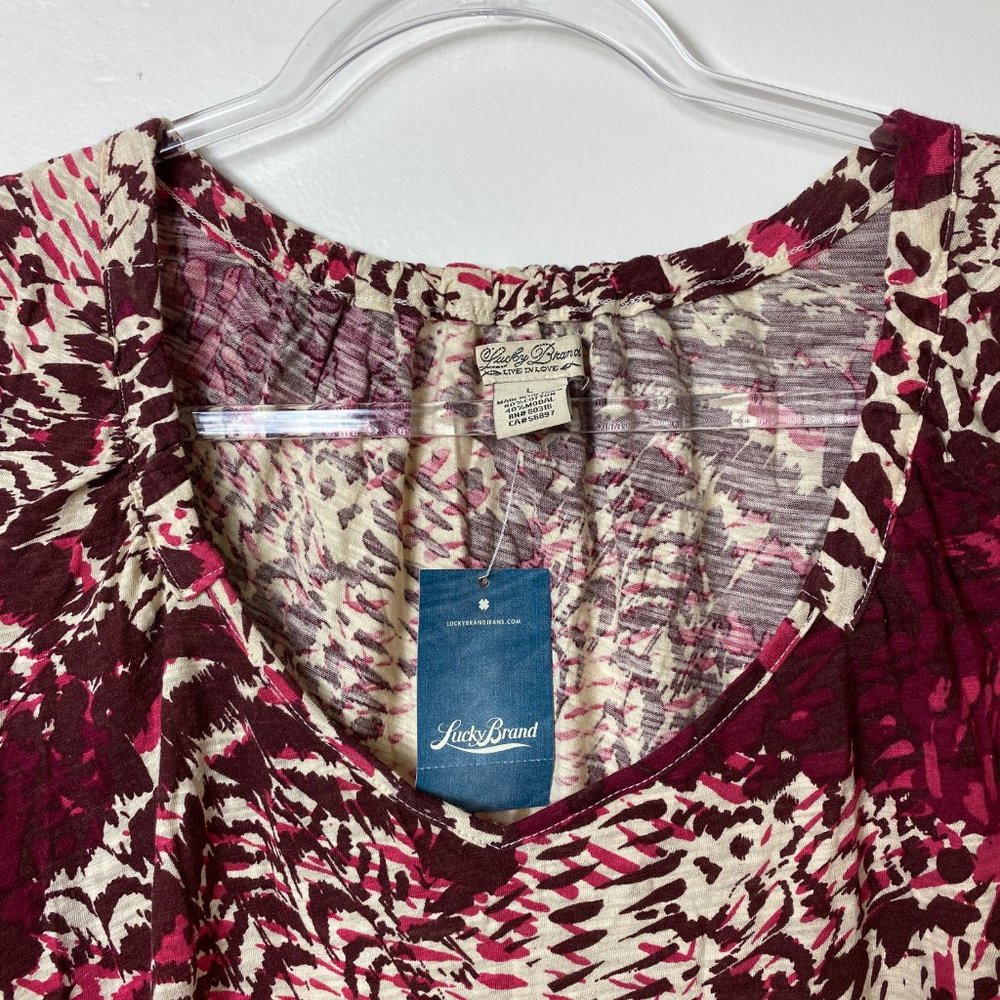 NWT Lucky Brand 3/4 Sleeve Printed Cotton Top - Picture 4 of 6